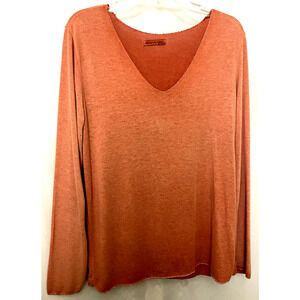 Women Dance In Paris Orange Knit Top M/L Italy Casual Coastal Breezy Minimalist